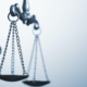 Close up detail of the scales of justice