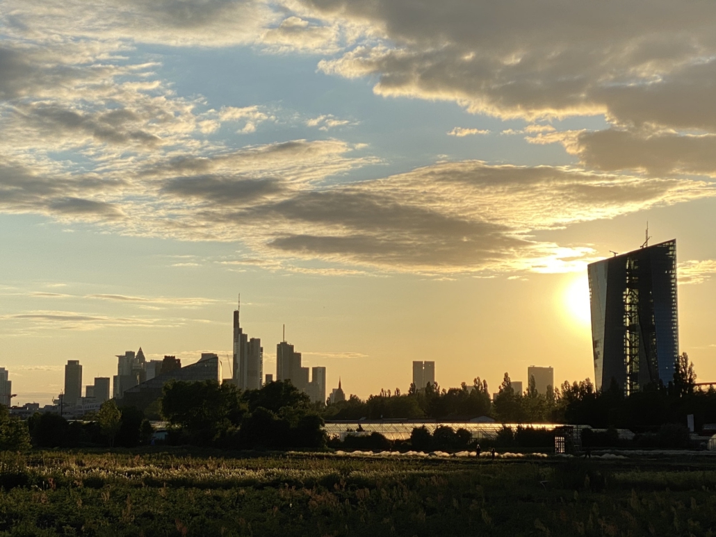 Skyline of Frankfurt / Main in Germany with the European Central Bank on the Right side.