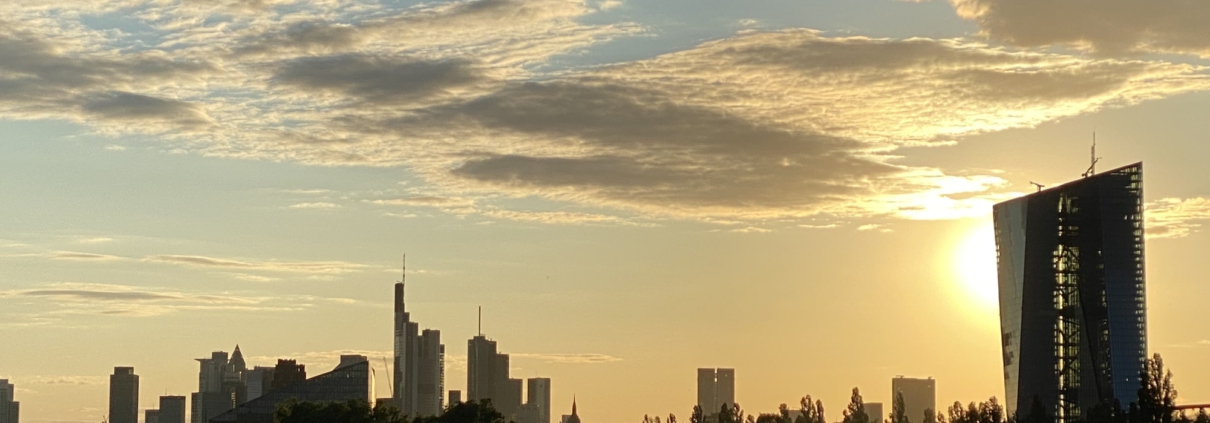 Skyline of Frankfurt / Main in Germany with the European Central Bank on the Right side.