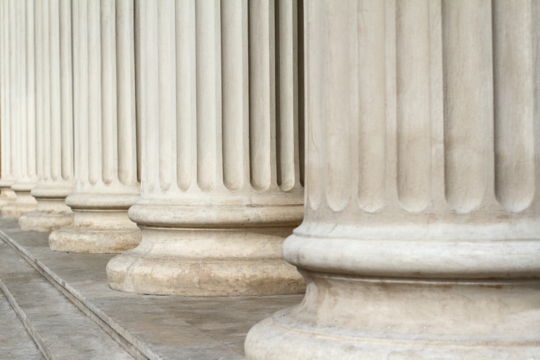 Classical columns close up architecture