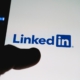 Linkedin logo displayed on a smartphone screen.